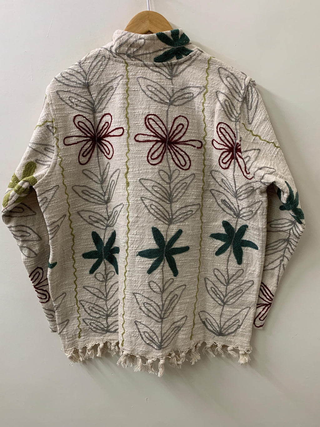 Ethnic Embroidered Cotton Suzani Throw Kimono | Boho Suzani Shrug | Tribal Spring Coat | Boho Outerwear Duster Jacket