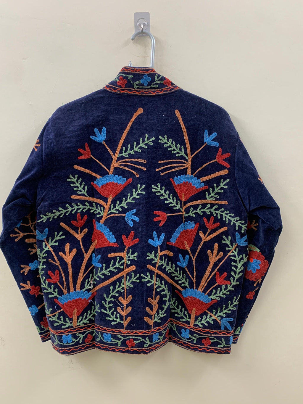 Boho Suzani Velvet Coat | Embroidered Short Jacket Women | Vintage Ethnic Outerwear | Cropped Coat | Winter Wear Outerwear | Gift For Her