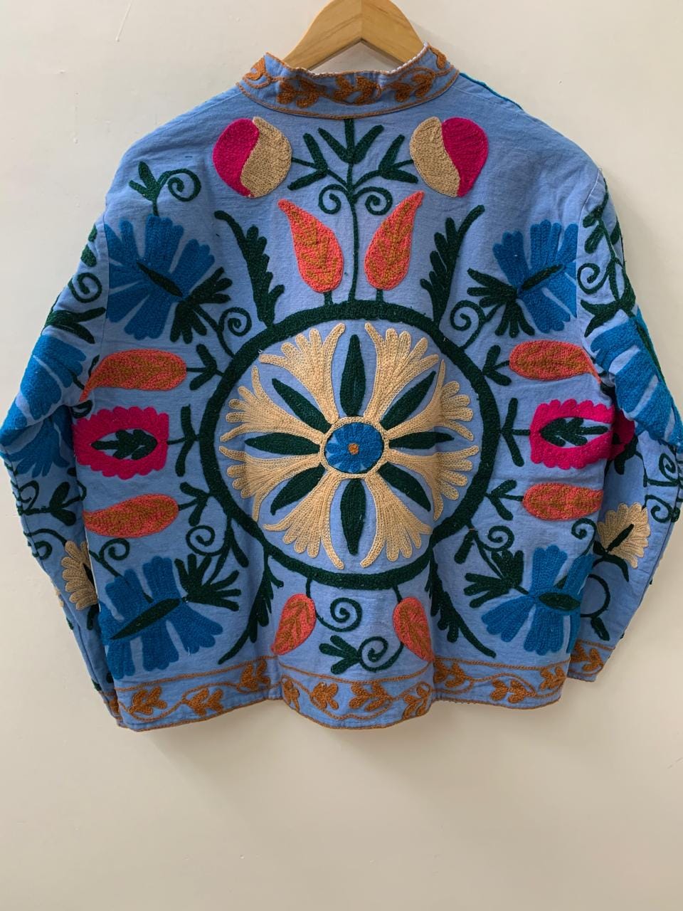 Suzani Embroidered Velvet Winter Jacket | Handmade Short Festival Coat | Ethnic Bohemian Outerwear | Winter Kimono Jacket | Gift For Wife