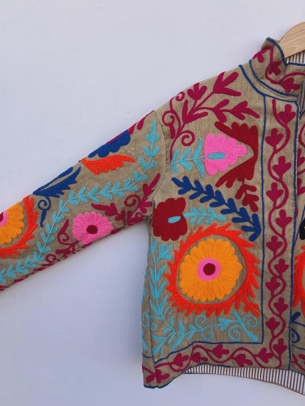Embroidered Suzani Cotton Boho TNT Jacket | Handmade Floral Winter Coat |Gift For Her