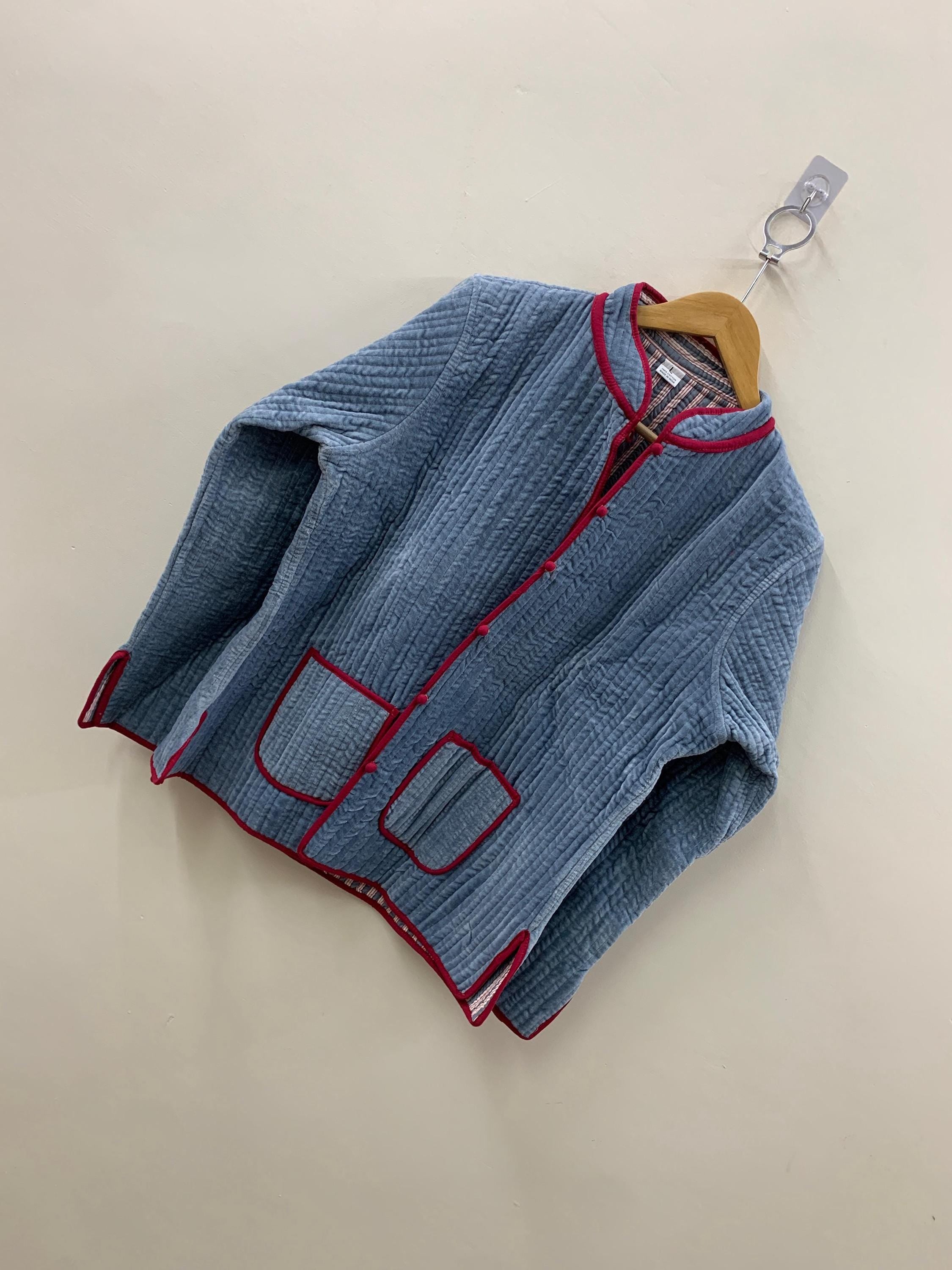 Grey Quilted Velvet Solid Jacket | Quilted Front Open Jacket | Velvet Short Women's Blazer | Winter Wear Bomber Coat | Duster Jacket