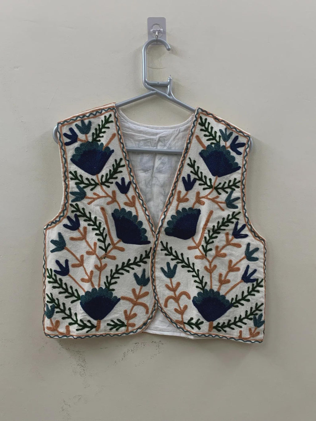 Boho Suzani Embroidered Vest | Handmade Floral Cotton Waistcoat | Vintage Ethnic Suzani Jacket | Festival Bohemian Vest | Gift for Her