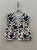 Boho Suzani Embroidered Vest | Handmade Floral Cotton Waistcoat | Vintage Ethnic Suzani Jacket | Festival Bohemian Vest | Gift for Her