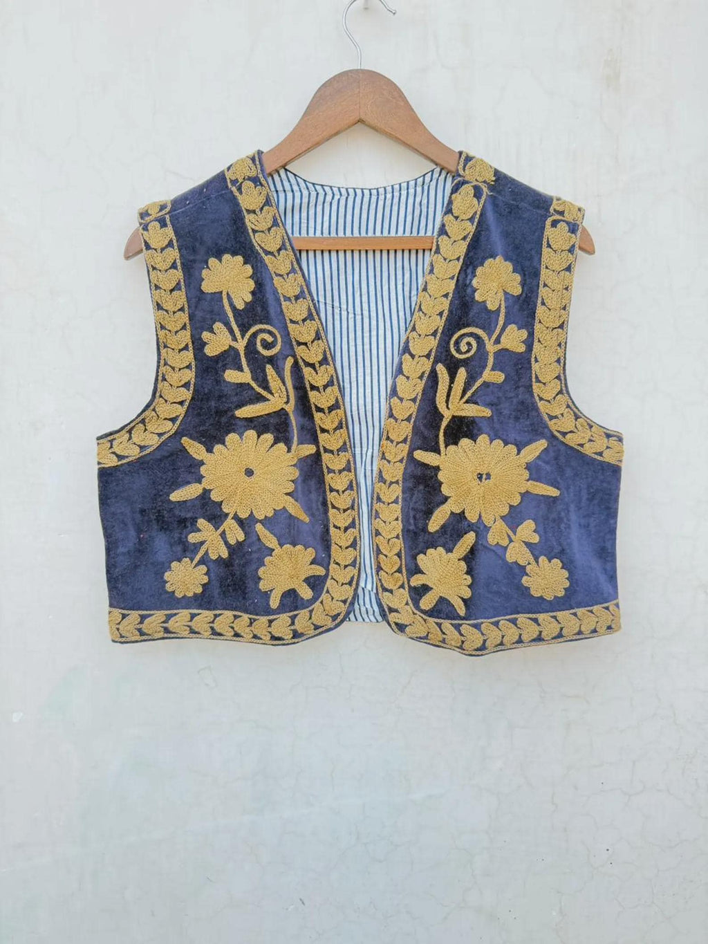 Hand-Embroidered Floral Velvet Vest | Sleeveless Boho Suzani Jacket | Handmade Bohemian Women’s Waistcoat Vest