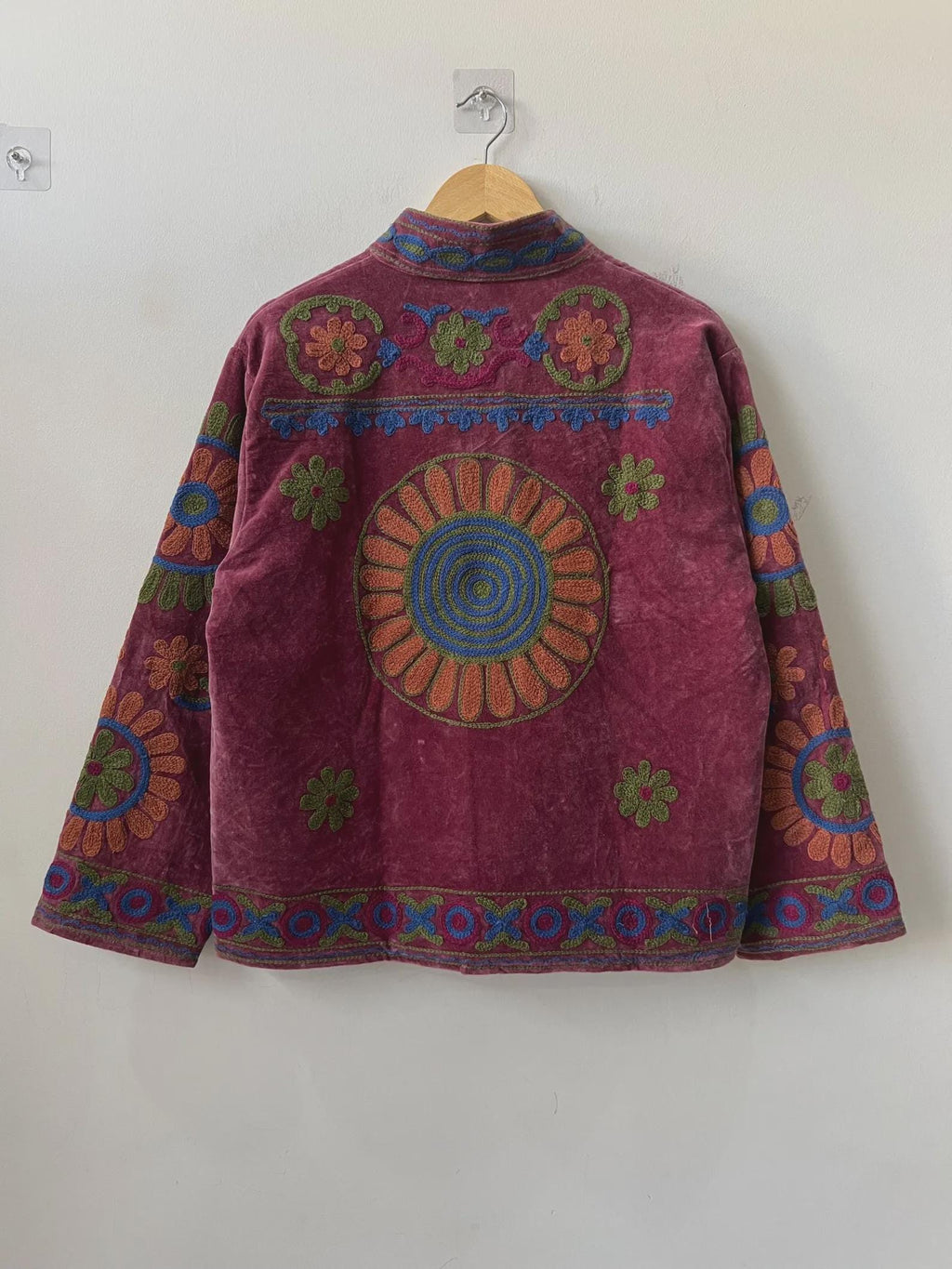 Suzani Velvet Jacket Handmade |Embroidered Festival Coat | Traditional Ethnic Style Jacket  | Floral Pattern Jacket  | Warm Winter Outerwear
