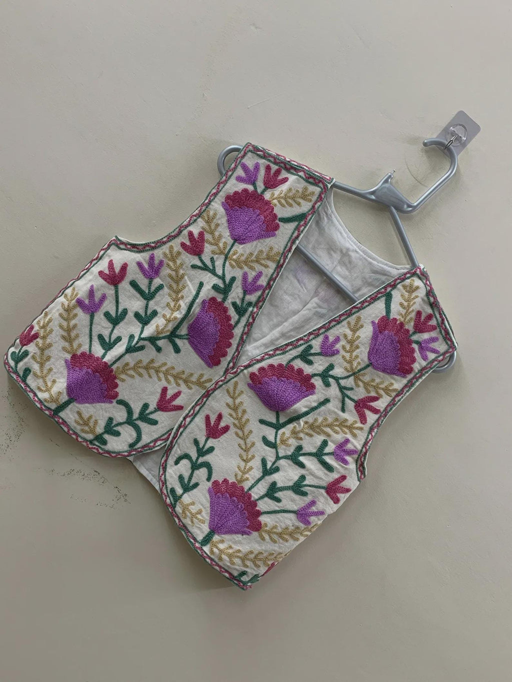 Handmade Suzani Embroidered Cotton Vest | Boho Floral Waistcoat Jacket | Vintage Uzbek Suzani Vest | Bohemian Festival Vest