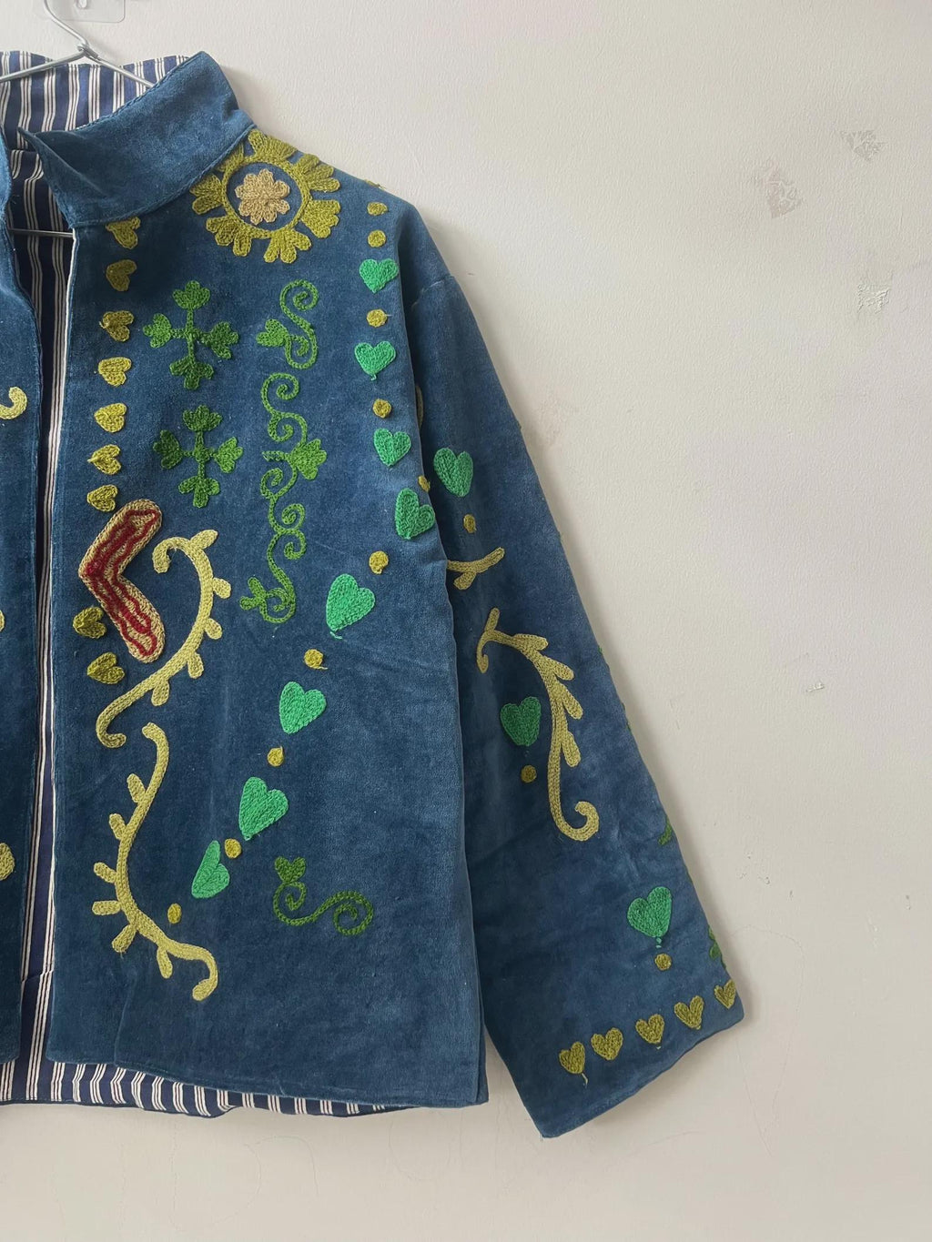 Bohemian Velvet Suzani Embroidered Coat | Floral Statement Jacket | Ethnic Duster Outerwear | Bomber Style Jacket |Gift For her