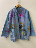 Bohemian Ethnic Cotton Suzani Embroidered Kimono Throw | Tribal Shrug | Spring Festival Coat | Artistic Duster Jacket
