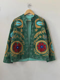 Suzani Embroidered Velvet Winter Jacket | Handmade Short Festival Coat | Ethnic Bohemian Outerwear | Winter Kimono Jacket | Gift For Wife