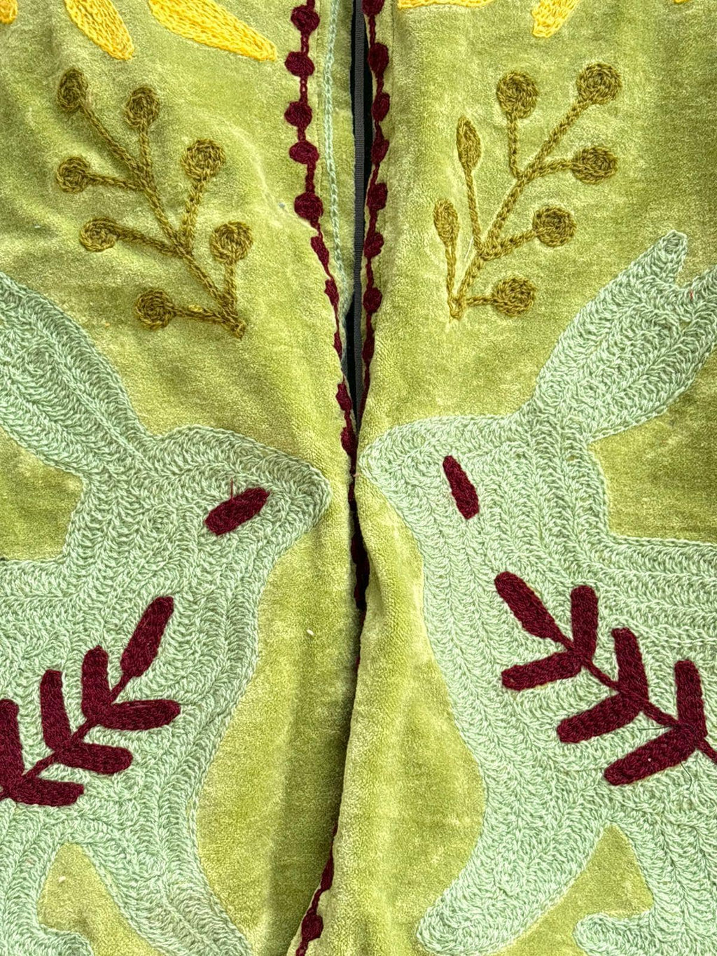 Green Velvet Suzani Jacket | Floral Embroidery Jacket  | Hippie Coat | Warm Winter Coat | Artisanal Outerwear | Gift For Her | Cropped Coat