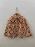Beige Cotton Suzani Summer Short Jacket | Handmade Embroidered Boho Coat | Floral Ethnic Jacket | Festival Bohemian Outerwear | Gift for Her