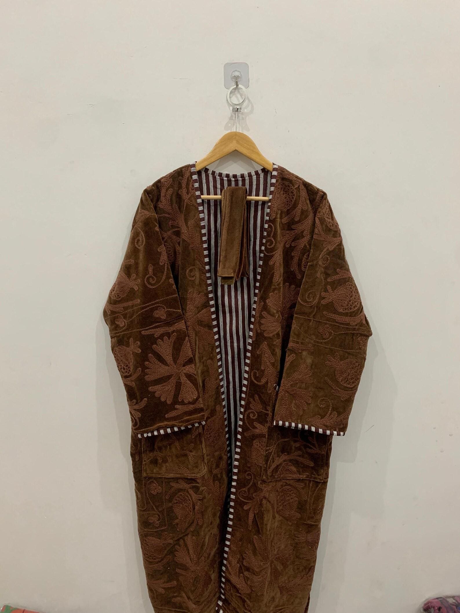Long Suzani Kimono Robe | Boho Embroidered Duster | Vintage Uzbek Coat | Handmade Festival Kimono | Bohemian Robe Jacket | One of a Kind