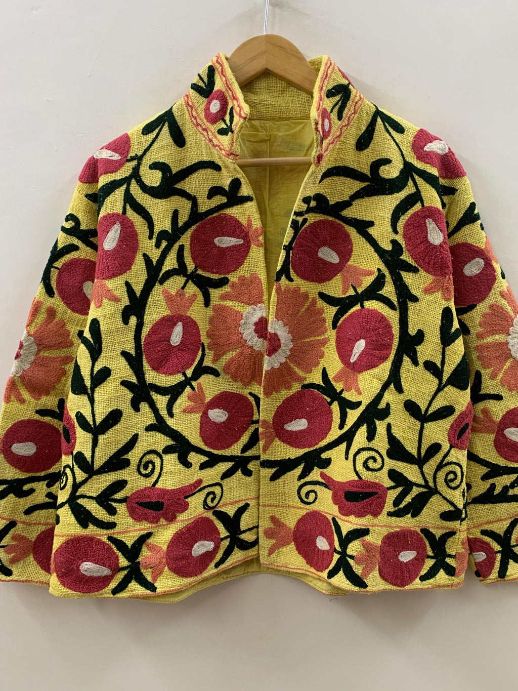 Yellow Suzani TNT Fabric Spring Jacket | Duster TNT Jacket | Button Winter Outerwear Jacket |Spring Bomber Coat| Gift For Her | TNT Coat