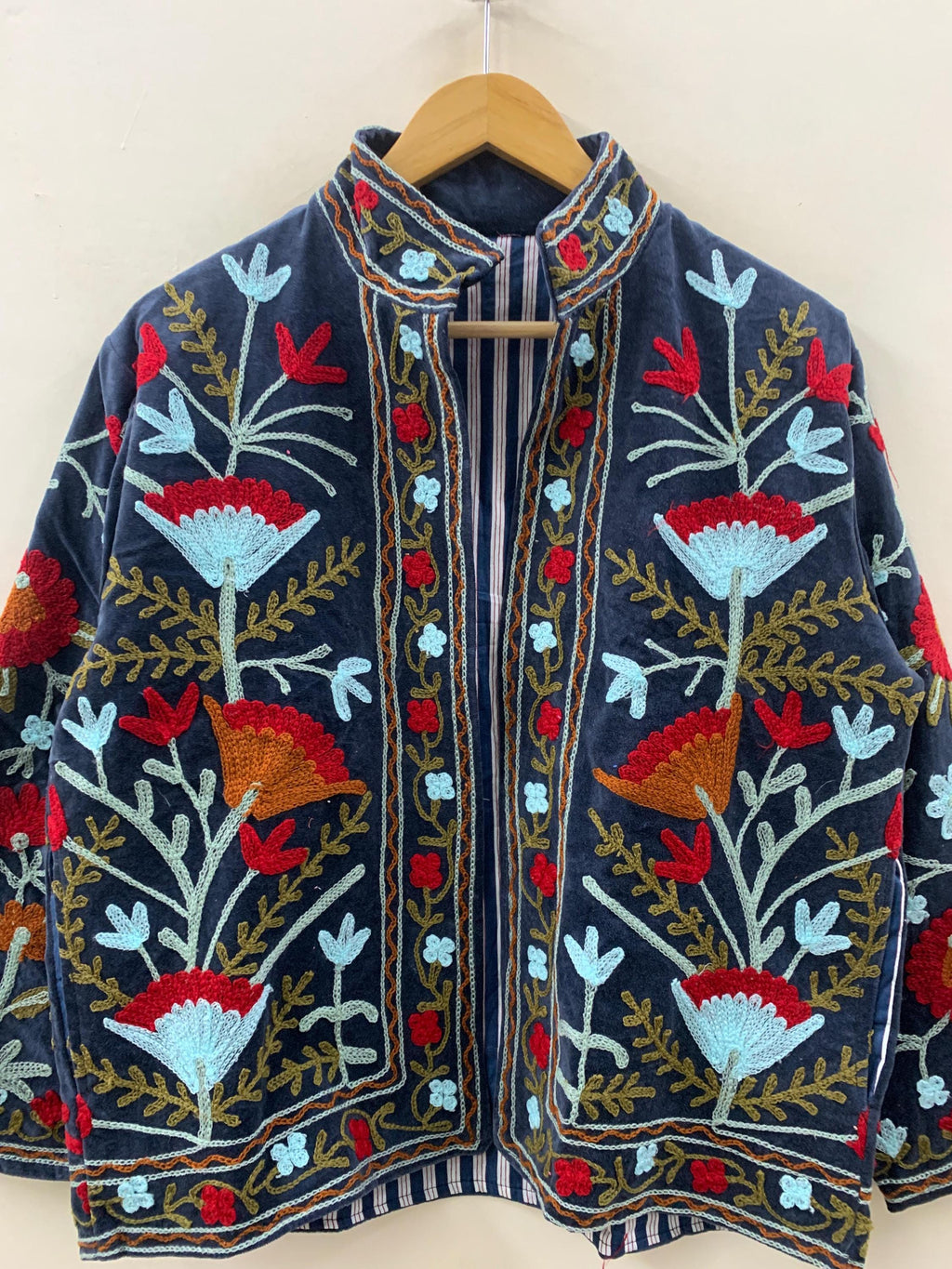 Suzani Embroidered Velvet Jacket | Kimono Style Jacket | Winter Coat | Boho Jacket | Unisex Outerwear | Vintage Ethnic Jacket |Gift For Her