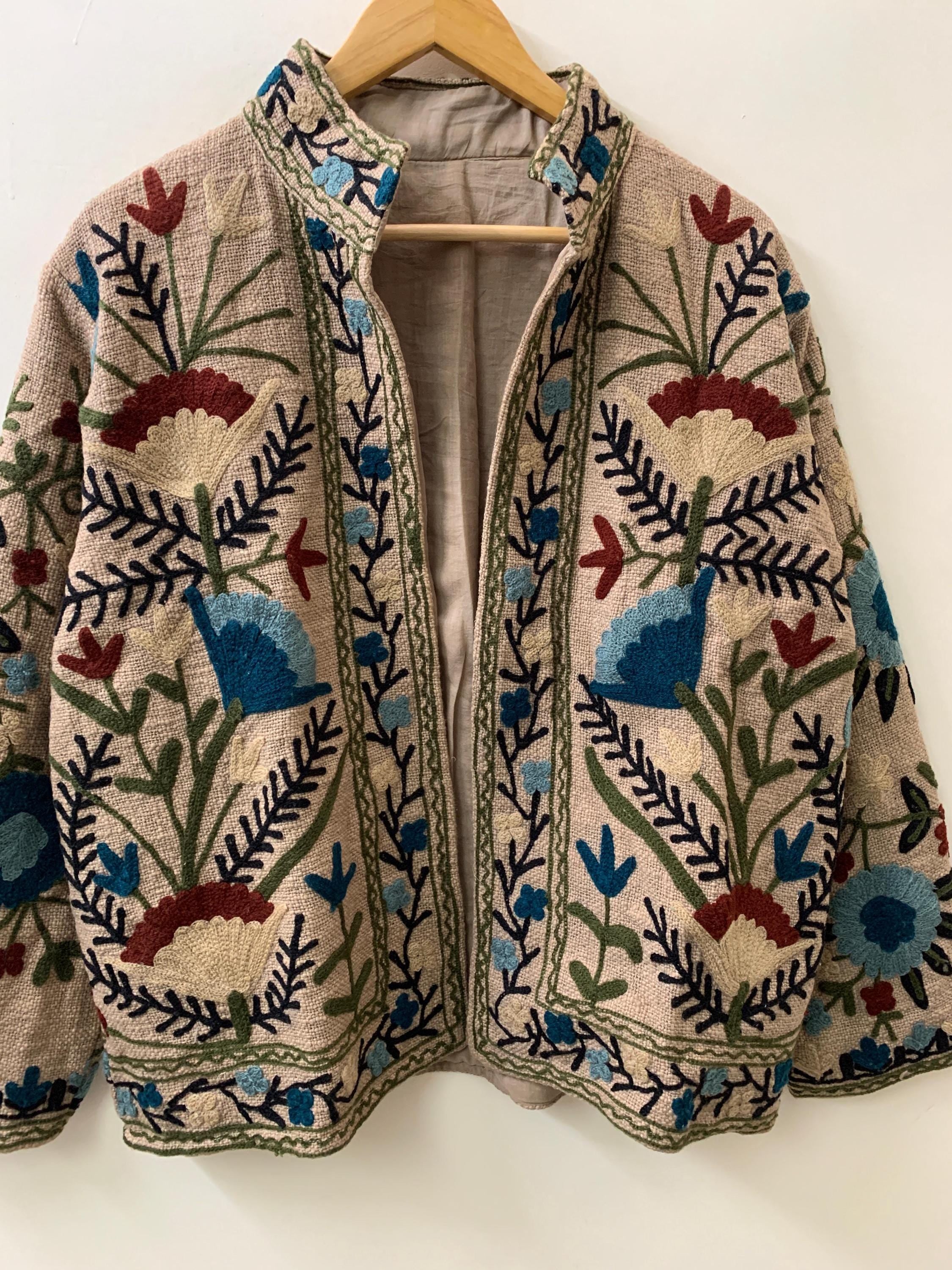 TNT Fabric Suzani Fabric Short Spring Jacket | Duster TNT Jacket | Winter Outerwear Jacket |Spring Bomber Coat| Gift For Her | TNT Coat