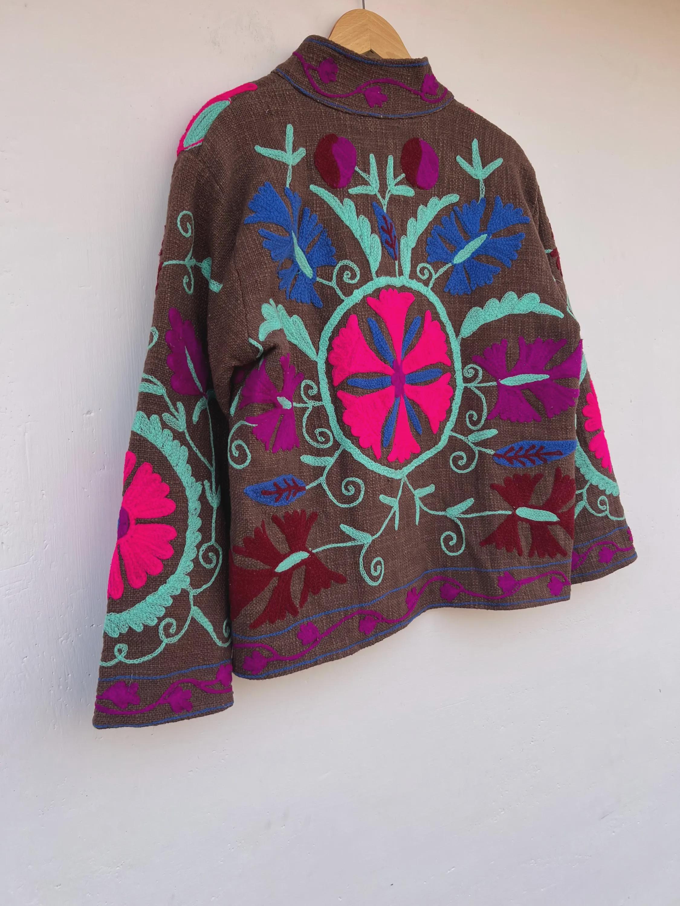 Handmade Cotton Suzani Jacket - Embroidered Tribal Festival Coat