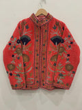 Red Velvet Suzani Hand Embroidered Jacket | Winter Jacket | Unisex Coat | Vintage Bohemian Jacket | Warm Outerwear | Gift for Her