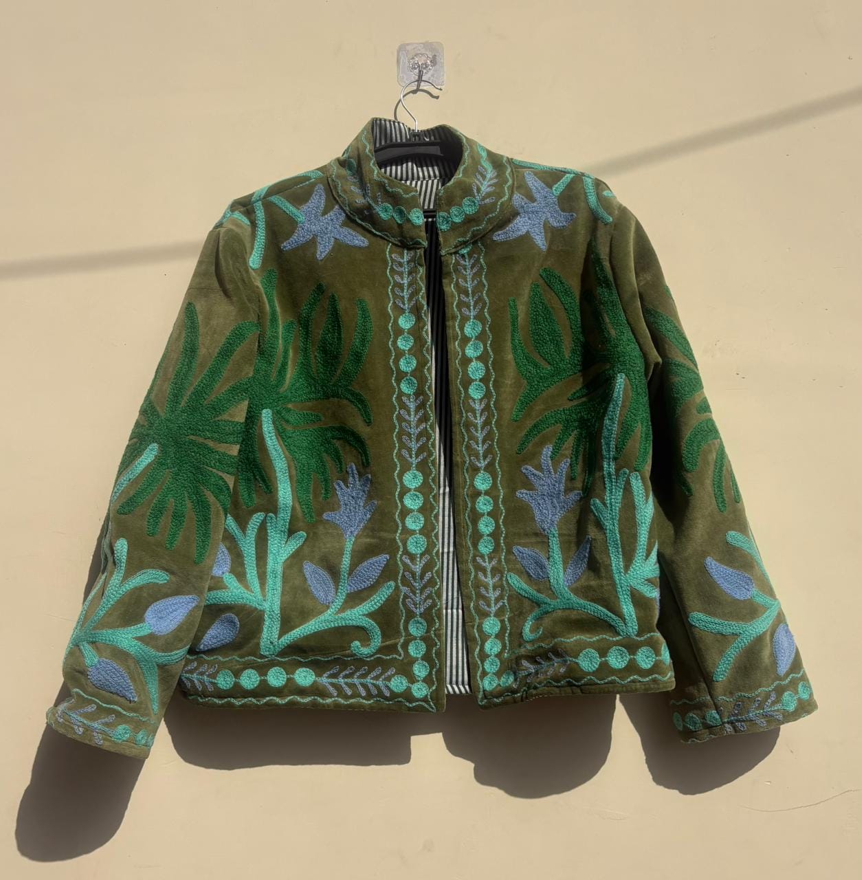 Suzani Velvet Jacket | Embroidered Coat | Traditional Coat | Unisex Jacket | Warm Winter Outerwear | Gift for Her | Bohemian Outerwear
