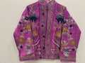 Purple Floral Suzani Embroidered Short Jacket | Suzani Bomber Women's Jacket | Embroidery Short Coat | Boho Jacket Coat | Gift For Her