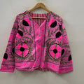 Pink Traditional Suzani Jacket | Floral Embroidered Velvet Coat | Handmade Winter Outerwear | Boho Style | Artisan Clothing