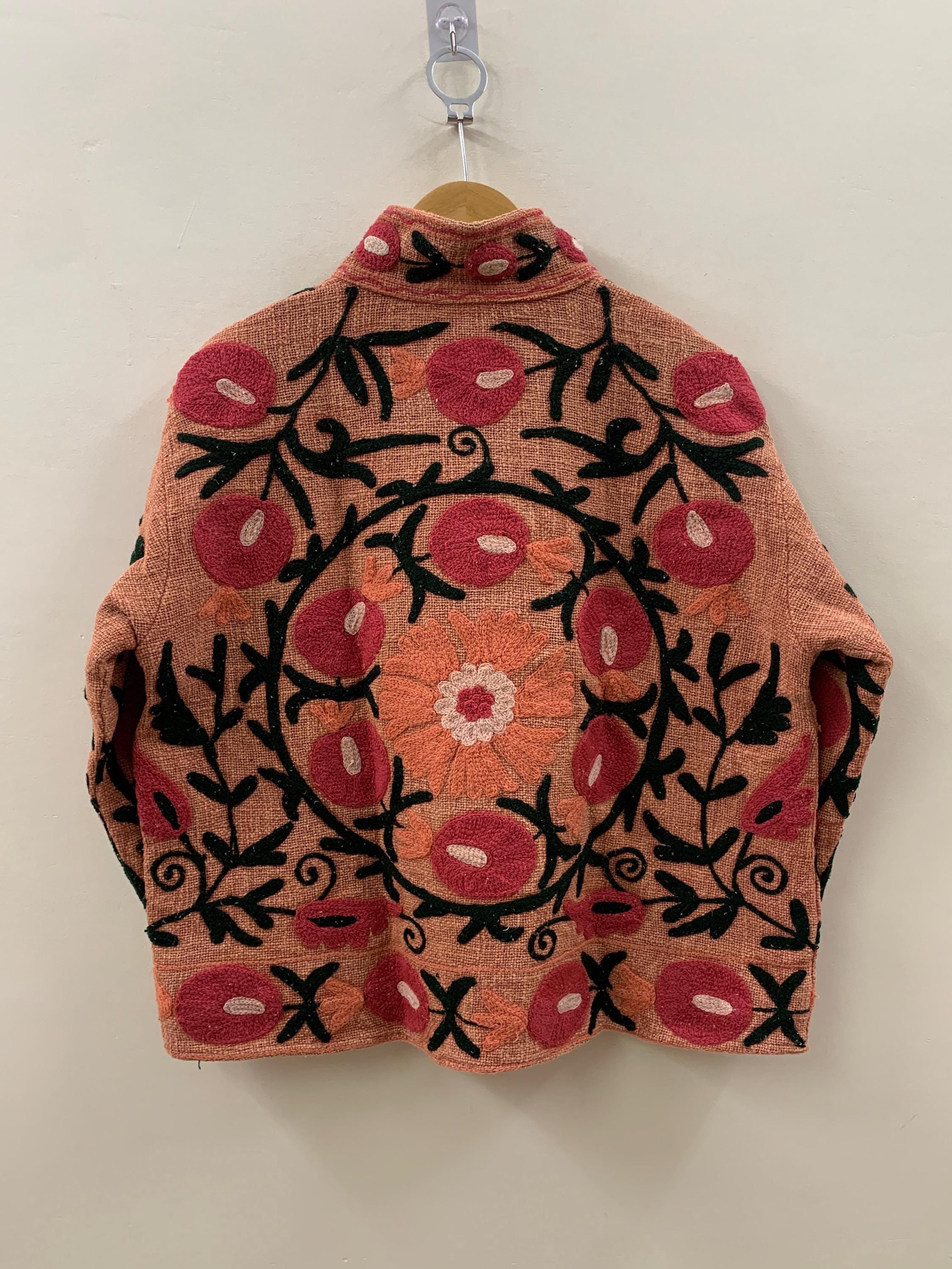 Boho Suzani TNT Fabric Short Spring Jacket | Long Sleeve Button Winter Coat | Short Jacket | Spring Bomber Jacket | Gift For Her | TNT Coat