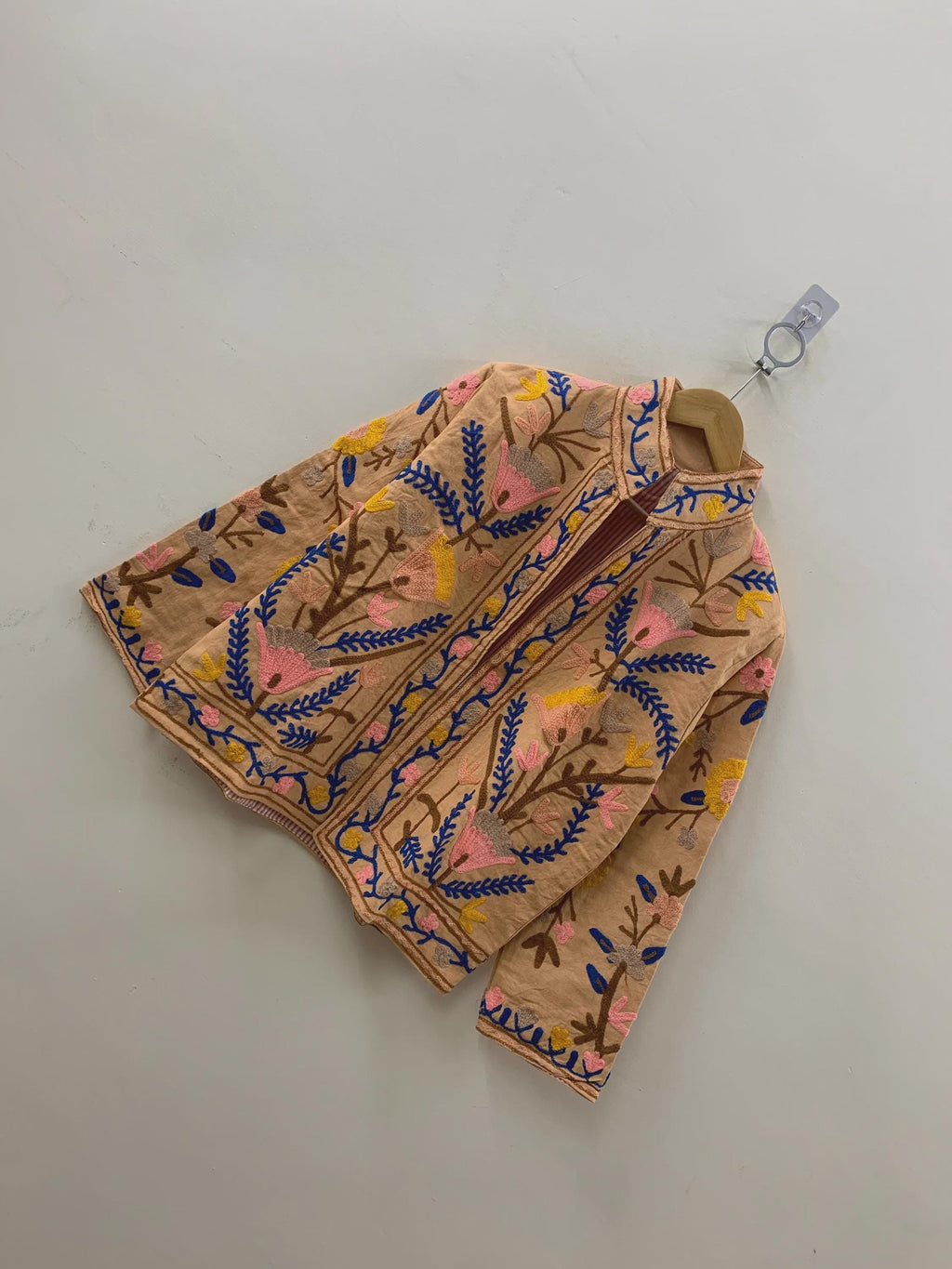 Beige Cotton Suzani Summer Short Jacket | Handmade Embroidered Boho Coat | Floral Ethnic Jacket | Festival Bohemian Outerwear | Gift for Her