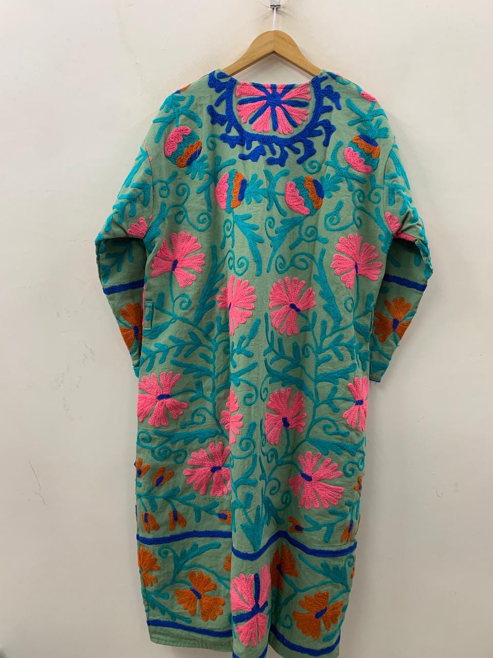 Boho Suzani Cotton Kimono Robe | Vintage Embroidered Uzbek Duster |Gift For Her