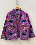 Velvet Suzani Winter Short Jacket |Boho Floral Jacket | Bomber Suzani Jacket | Winter Warmed Coat | Gift For Her | Duster Boho Coat