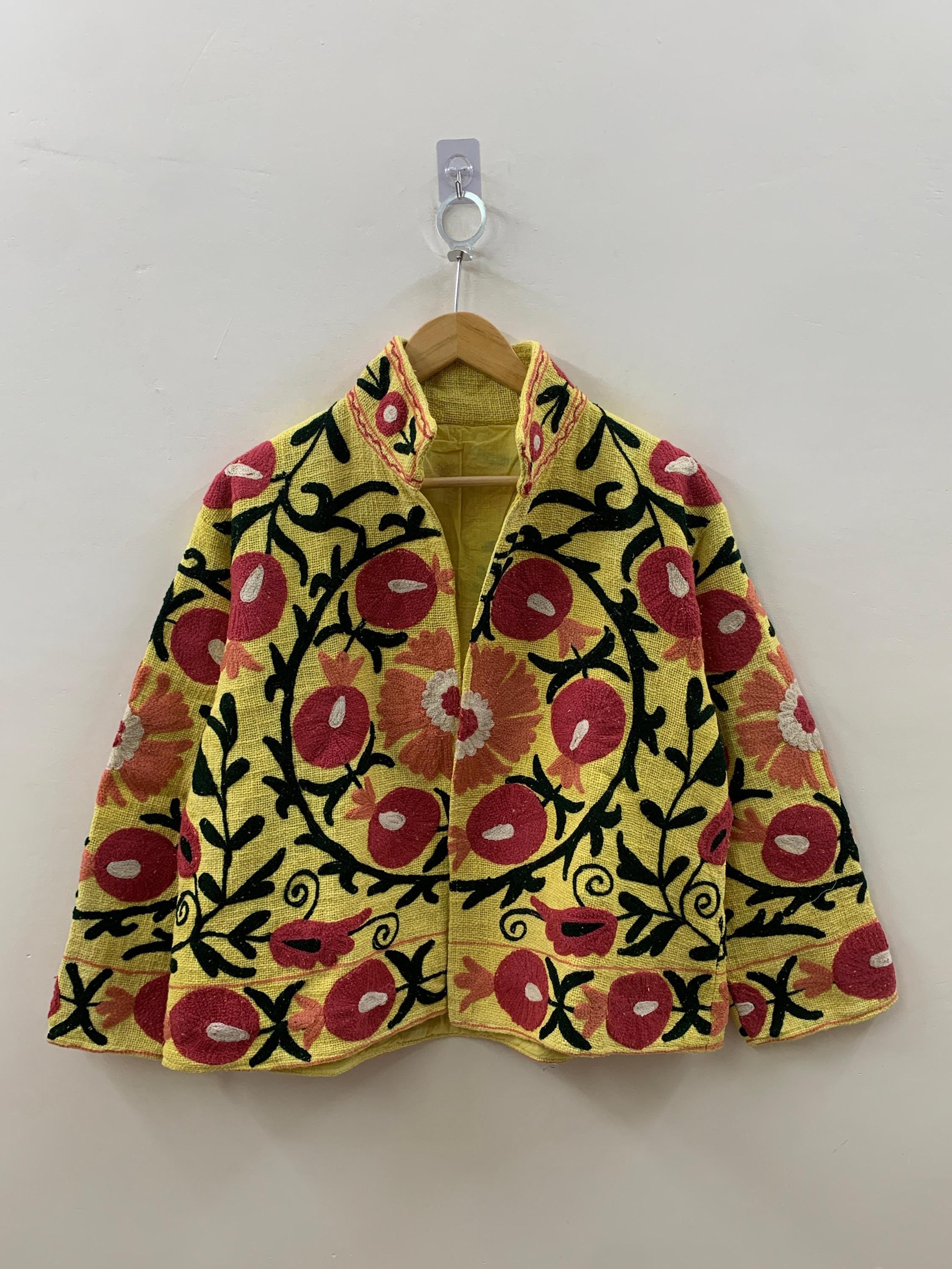 Women's TNT Fabric Suzani Jacket | Boho Coat| Gift For Her| Suzani Embroidery Jacket | Winter Wear Coat | Duster Coat | Suzani Short Jacket