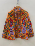 Handmade Cotton Suzani Jacket | Boho Embroidered Coat | Ethnic Floral Peacock Jacket | Colorful Festival Clothing | Bohemian Outerwear |Gift
