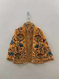 Mustard Velvet Suzani With Pocket Winter Short Jacket | Boho Floral Jacket | Bomber Jacket | Winter Warmed Coat | Gift For Her | Spring Coat