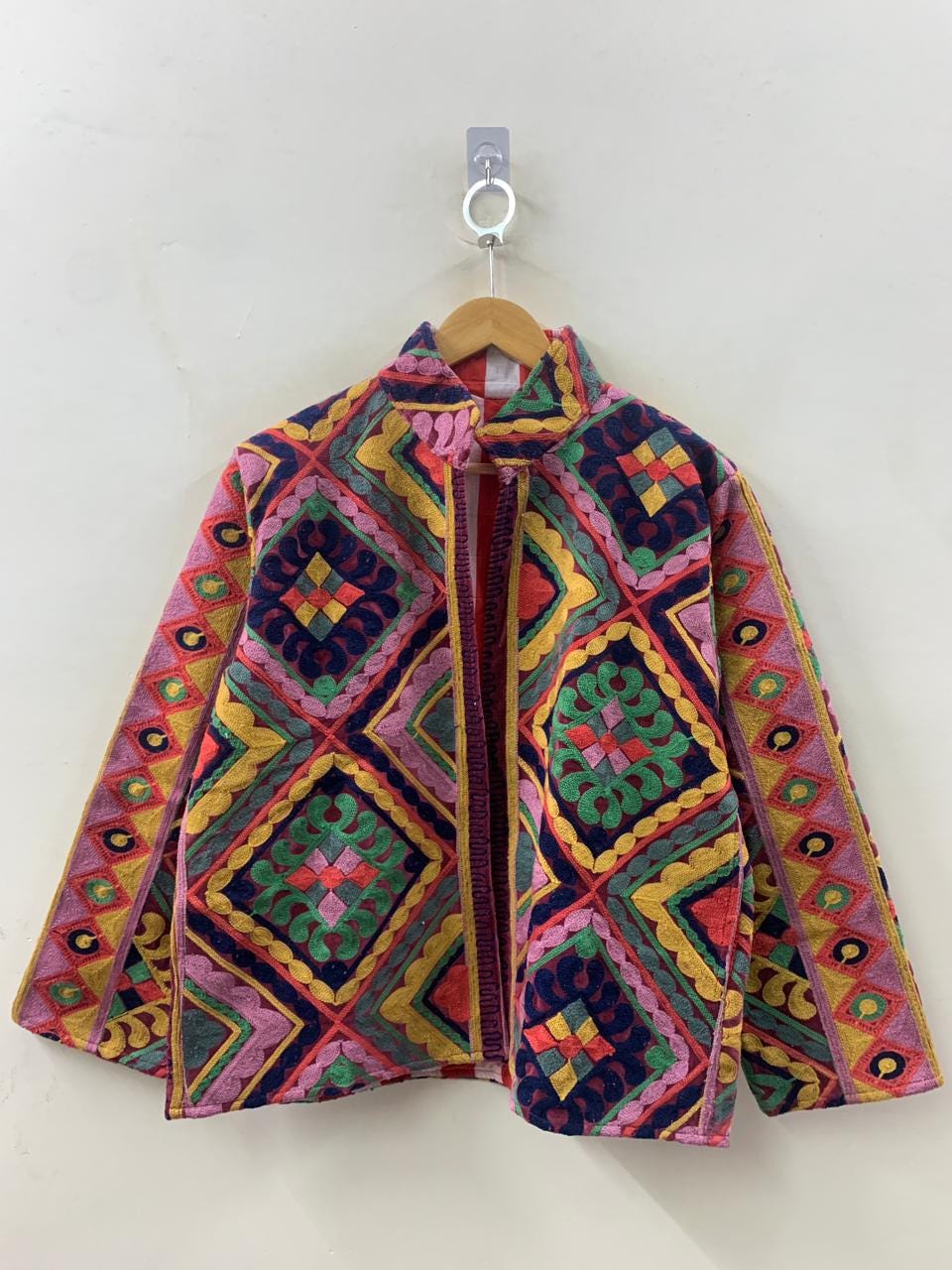 Boho Suzani Velvet Jacket – Uzbek Hand Embroidered Statement Piece - Vintage Suzani Velvet Coat- Gift For Her