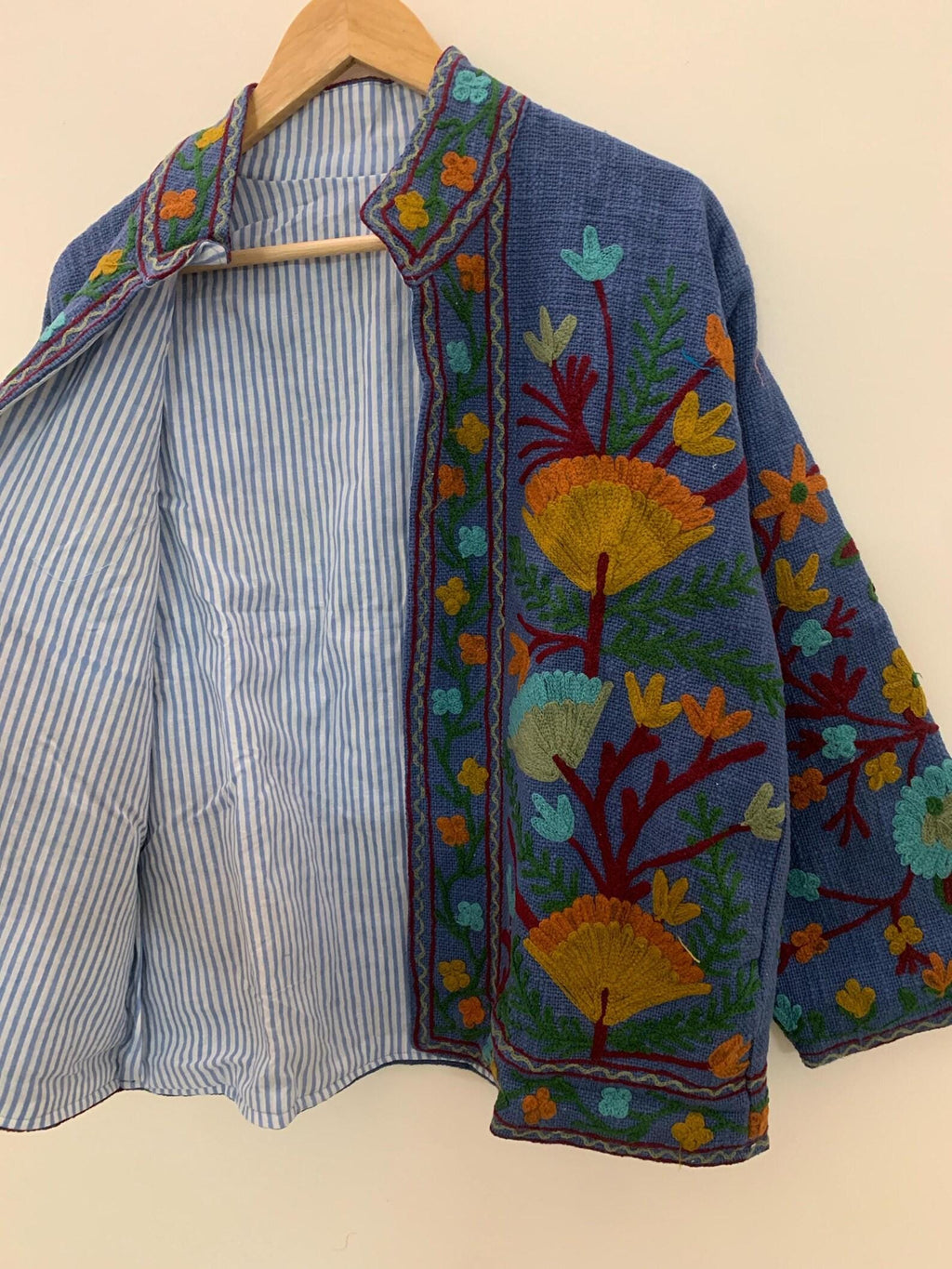 Embroidered TNT Suzani Short Summer Jacket | Floral Coat Robe | Ethnic Uzbek Textile | Festival Kimono Jacket |Warm Outerwear |Gift For Her