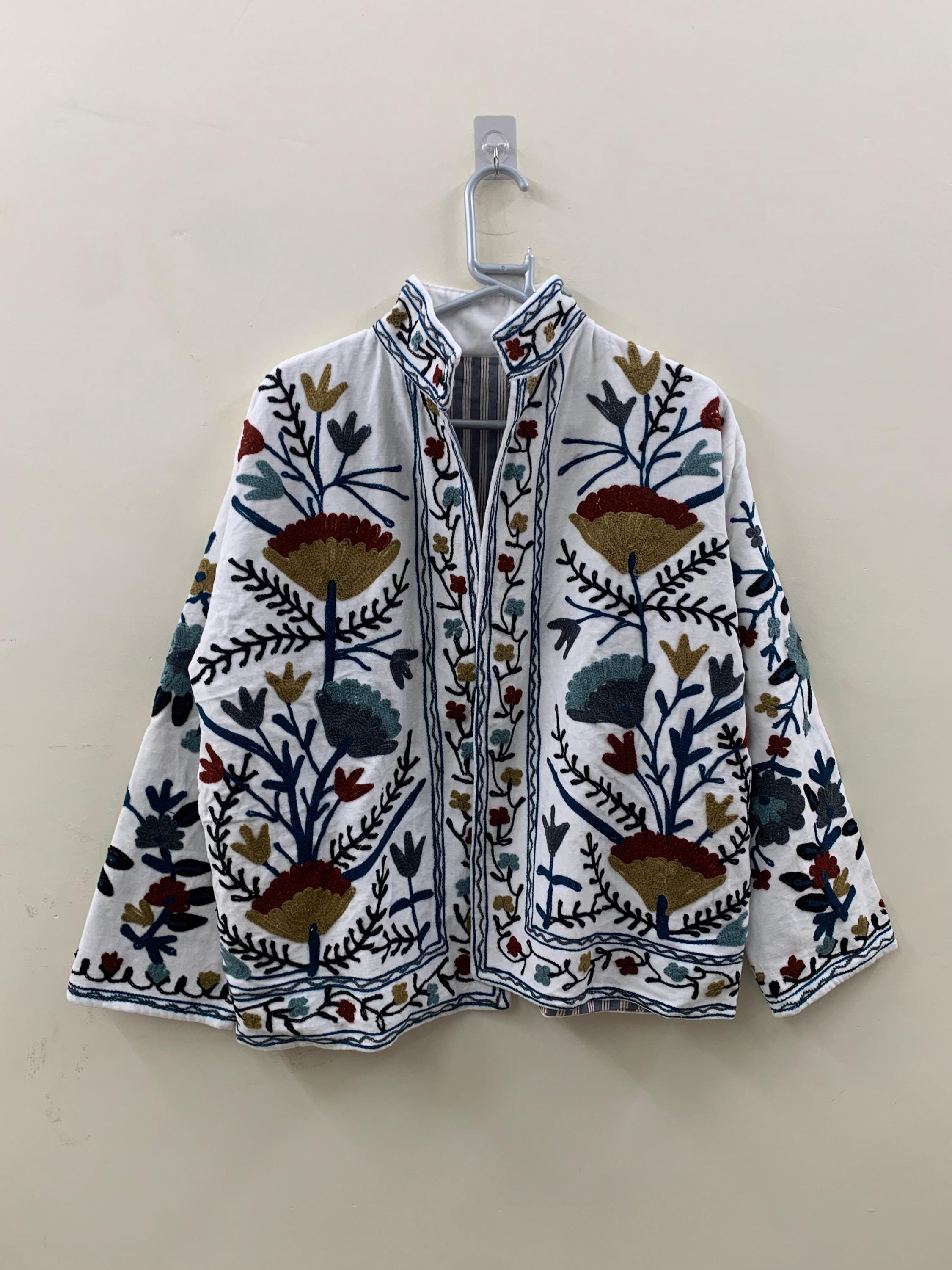 Suzani Embroidery Velvet Jacket | Traditional Boho Cropped Coat | Winter Ethnic Festival Wear Jacket  | Statement Jacket | Gift for Her