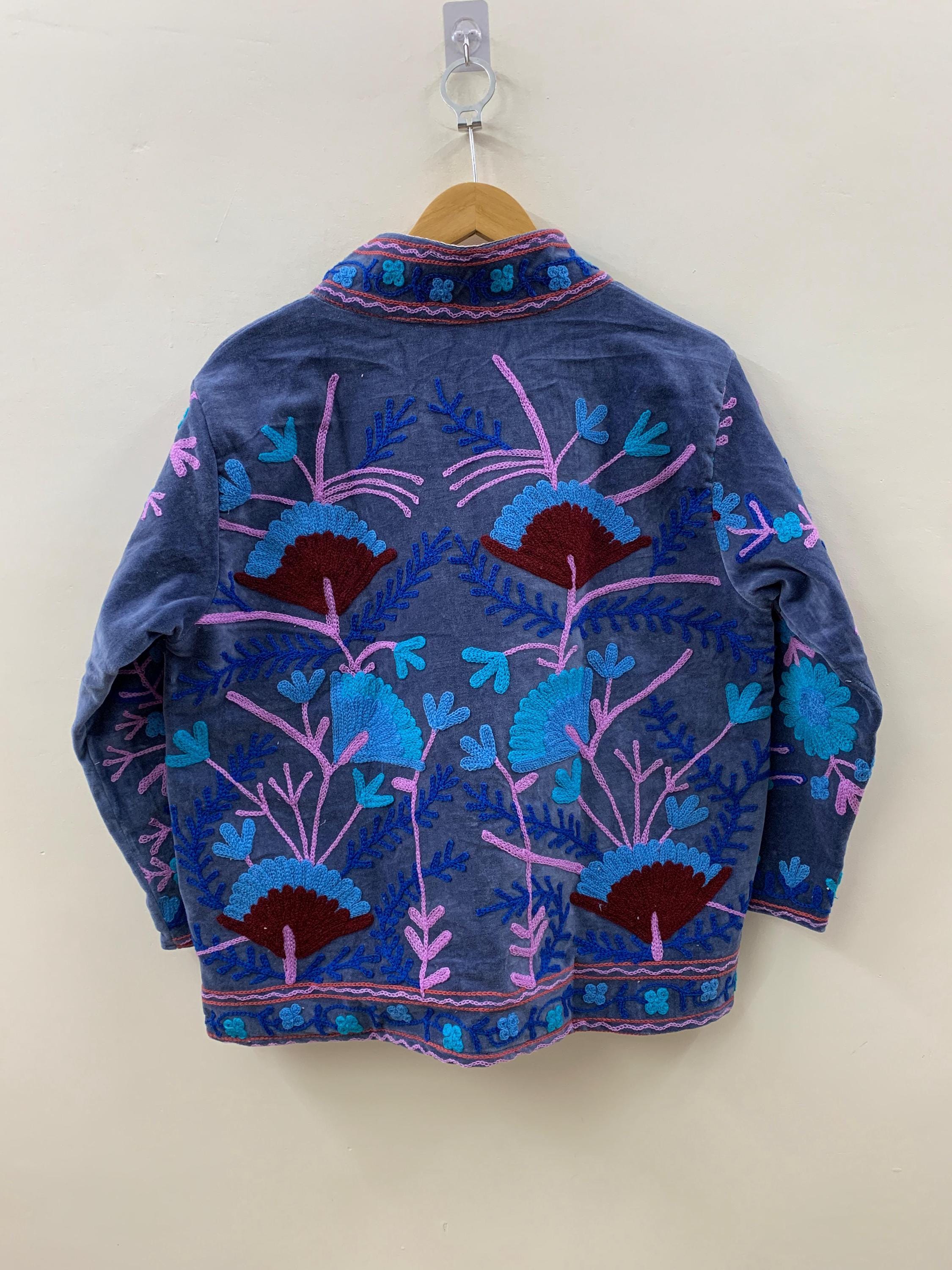 Suzani Embroidered Short Velvet Jacket | Boho Festival Handmade Coat |Ethnic Artisan Outerwear | Bohemian Velvet Jacket for Women |Gift Idea