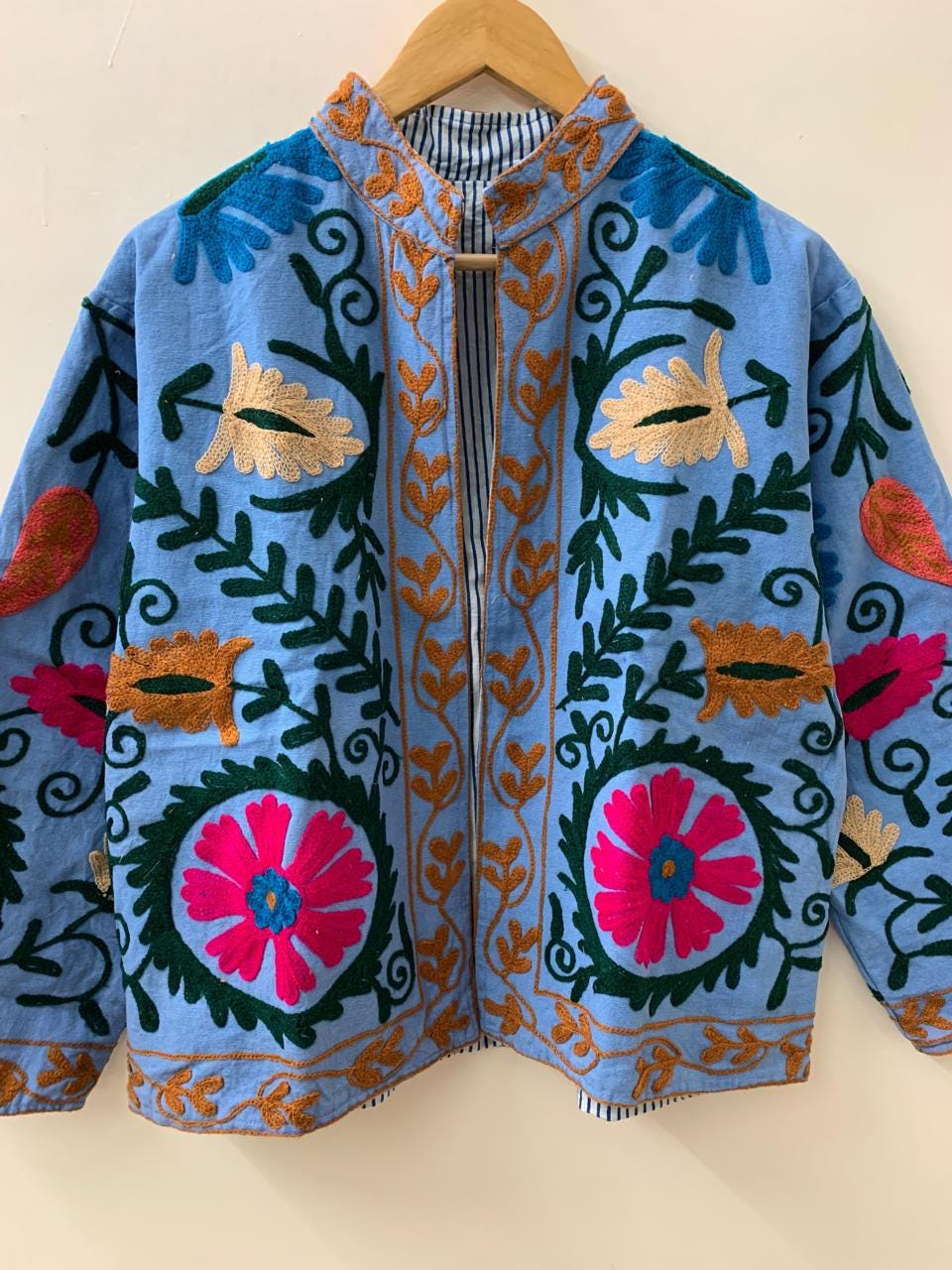 Suzani Embroidered Velvet Winter Jacket | Handmade Short Festival Coat | Ethnic Bohemian Outerwear | Winter Kimono Jacket | Gift For Wife