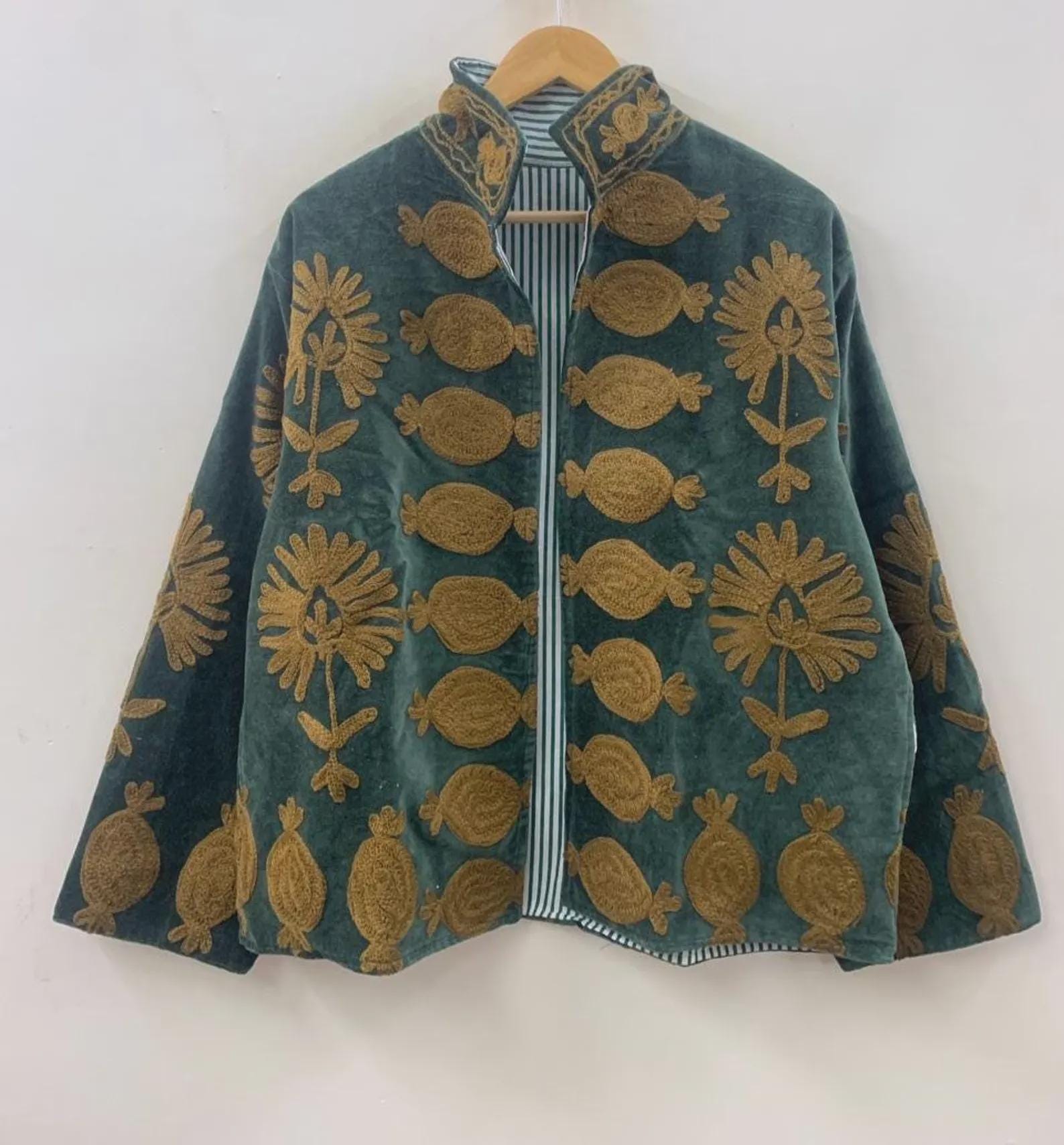 Suzani Embroidered Candy Winter Jacket | Short Festival Coat | Ethnic Bohemian Outerwear | Winter Jacket | Gift For Wife