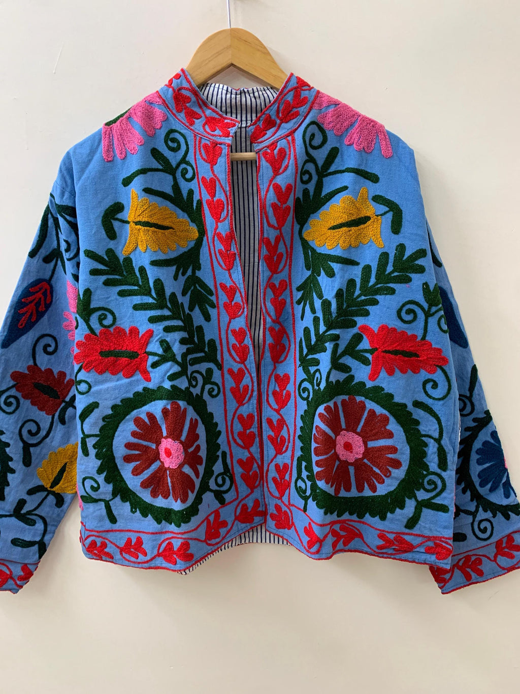 Cotton Suzani Summer Jacket | Boho Embroidered Vintage Coat | Uzbek Textile Kimono | Festival Wear | Ethnic Bohemian Outerwear- Gift For Her