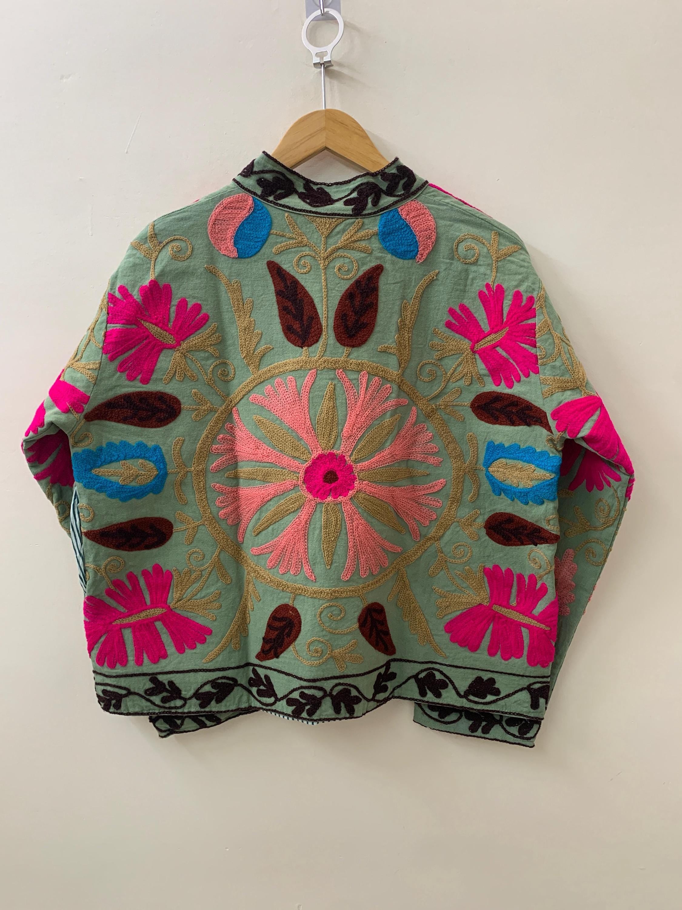 Winter Suzani Jacket | Velvet Suzani Embroidered Jacket | Ethnic Vintage Outerwear | Boho Jacket Women | Uzbek Style Coat | Gift For Her