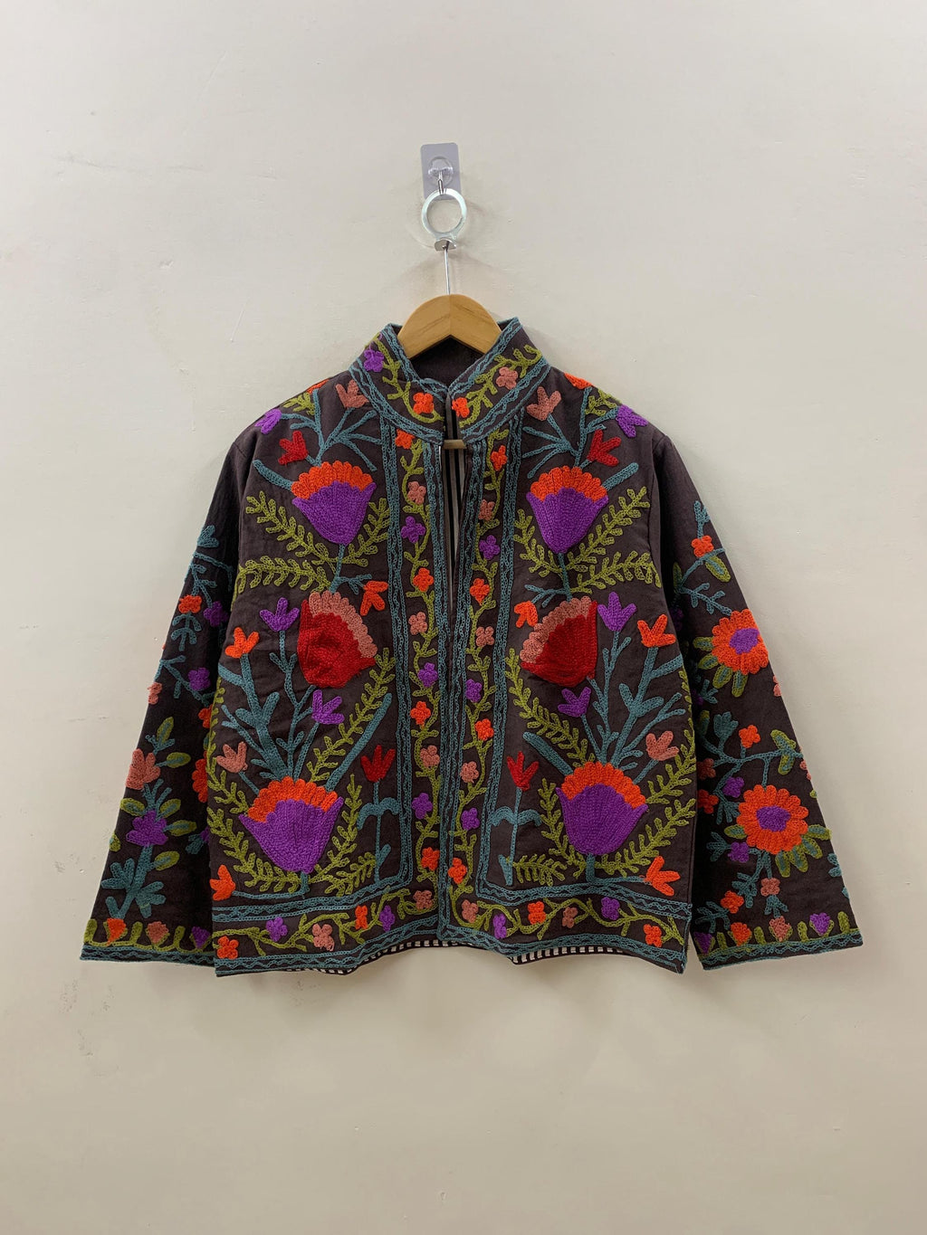 Indian Suzani Velvet Short Jacket | Suzani Embroidery Jacket | Winter Wear Women's Jacket Coat | Suzani Coat | Gift For Her |Duster Jacket