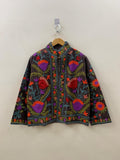 Indian Suzani Velvet Short Jacket | Suzani Embroidery Jacket | Winter Wear Women's Jacket Coat | Suzani Coat | Gift For Her |Duster Jacket