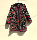 Black Suzani Velvet Kimono |Unisex Bohemian Overcoat | Traditional Kimono Jacket |Hand Embroidered Kimono | Winter Warm Kimono Overcoat