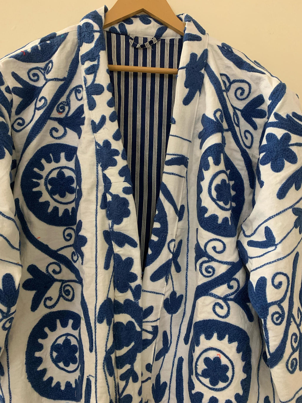 Bohemian Hand Embroidered Kimono | Canvas Cotton Duster | Kimono Jacket | Unique Gift for Her | Dressing Gown | Floral Long Summer Kimono