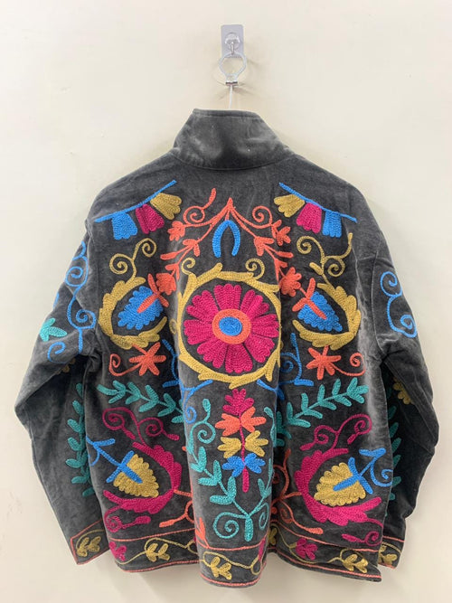 Boho Velvet Suzani Jacket | Hand Embroidered Ethnic Coat for Women | Vintage Bohemian Short Jacket | Winter Warm Kimono Coat | Gift for He