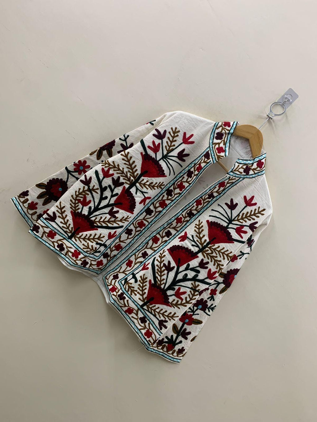 White Suzani TNT Fabric Short Boho Jacket | Long Sleeve Button Winter Coat | Short Jacket | Spring Bomber Jacket | Gift For Her