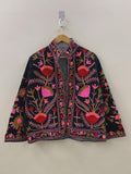 Embroidered Velvet Suzani Winter Jacket | Indian Boho Style Coat | Spring Bomber Jacket | Gift For Her | Suzani Outerwear | Duster Jacket