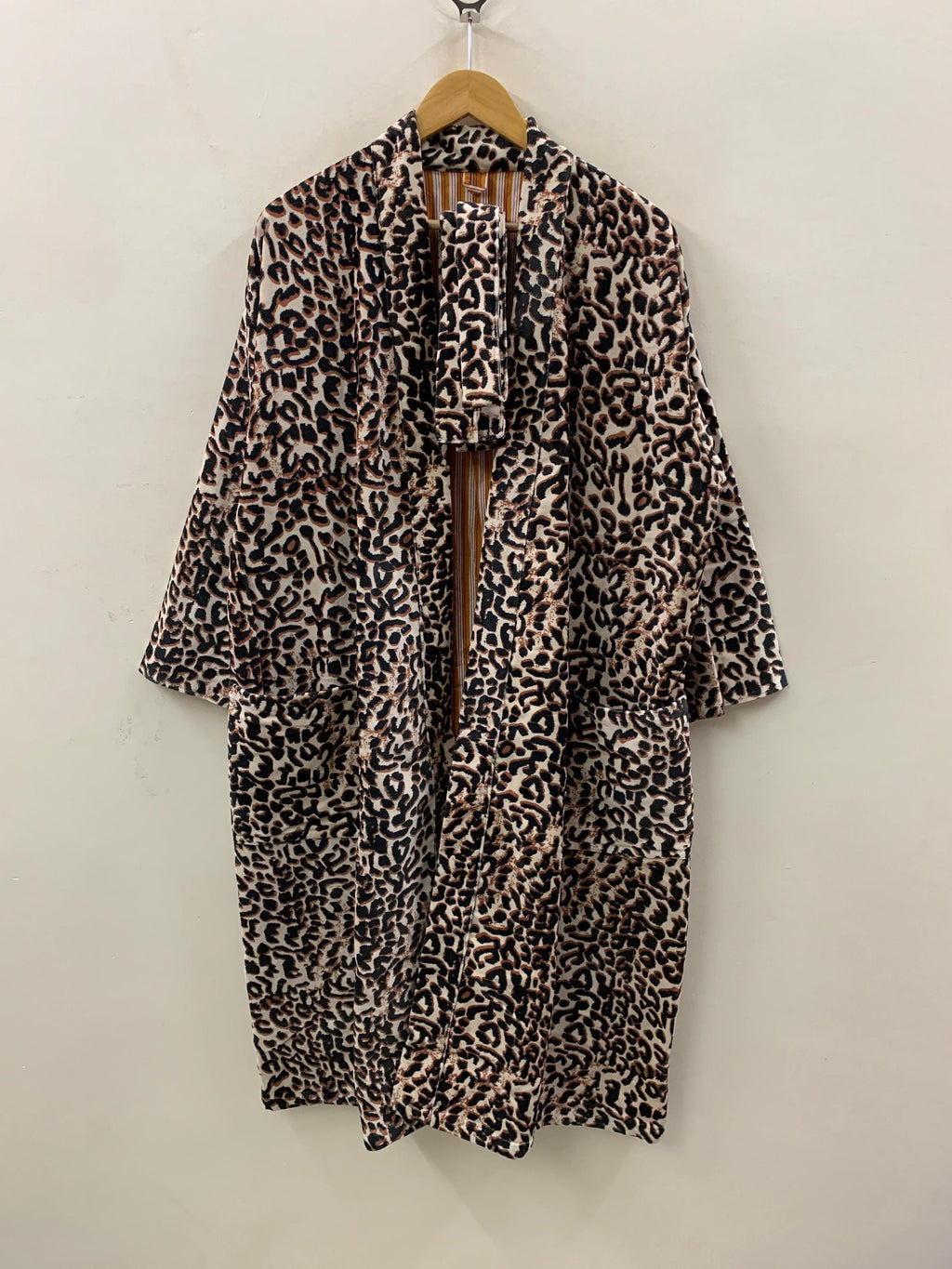 Leopard Print Velvet Kimono Robe | Animal Print Loungewear | Dressing Gown with Belt | Statement Robe for Women |Kimono Jacket |Gift for Her