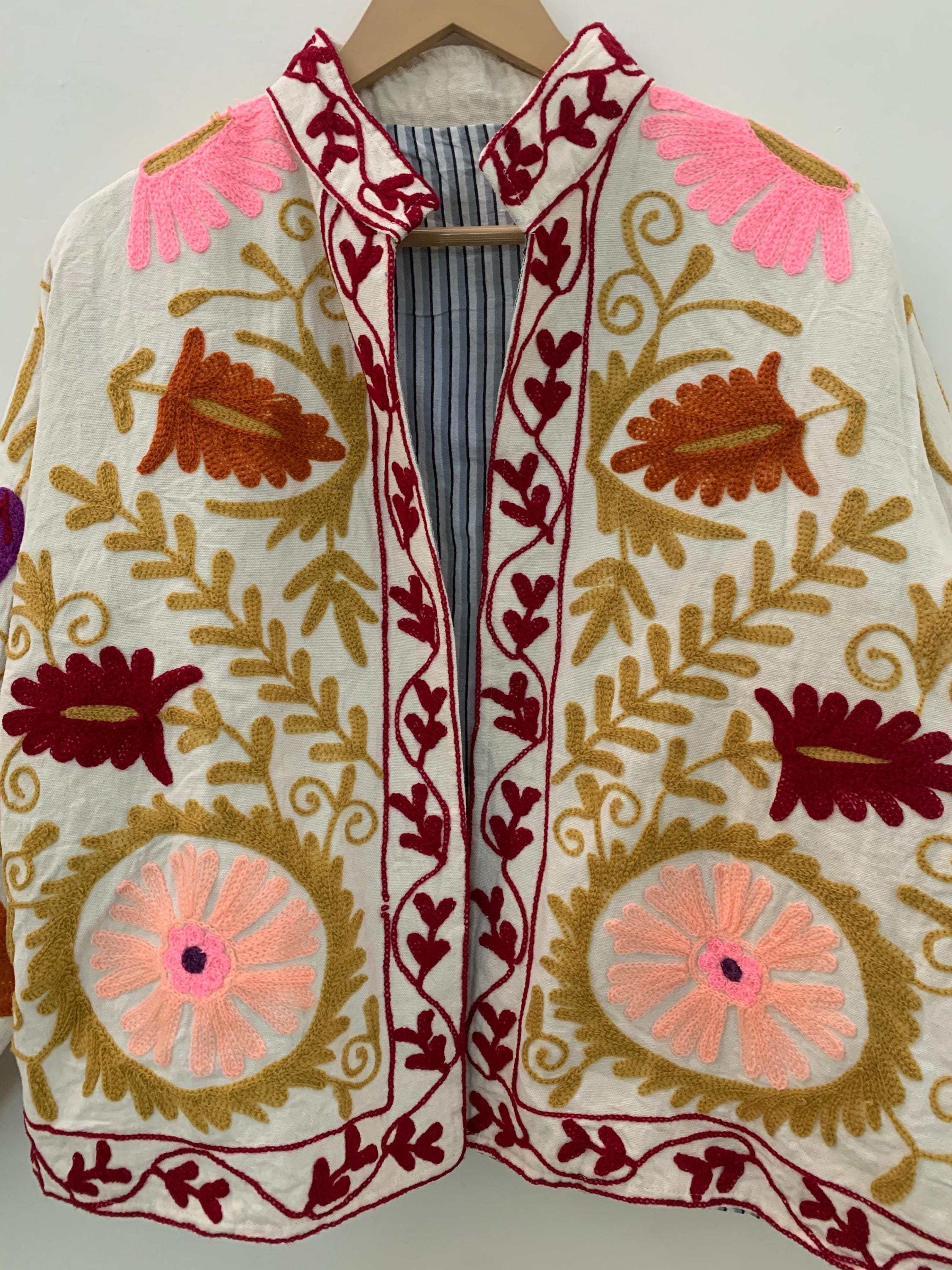 Soft TNT Fabric Suzani Jacket: Modern Short Chic Coat | Gift For Her