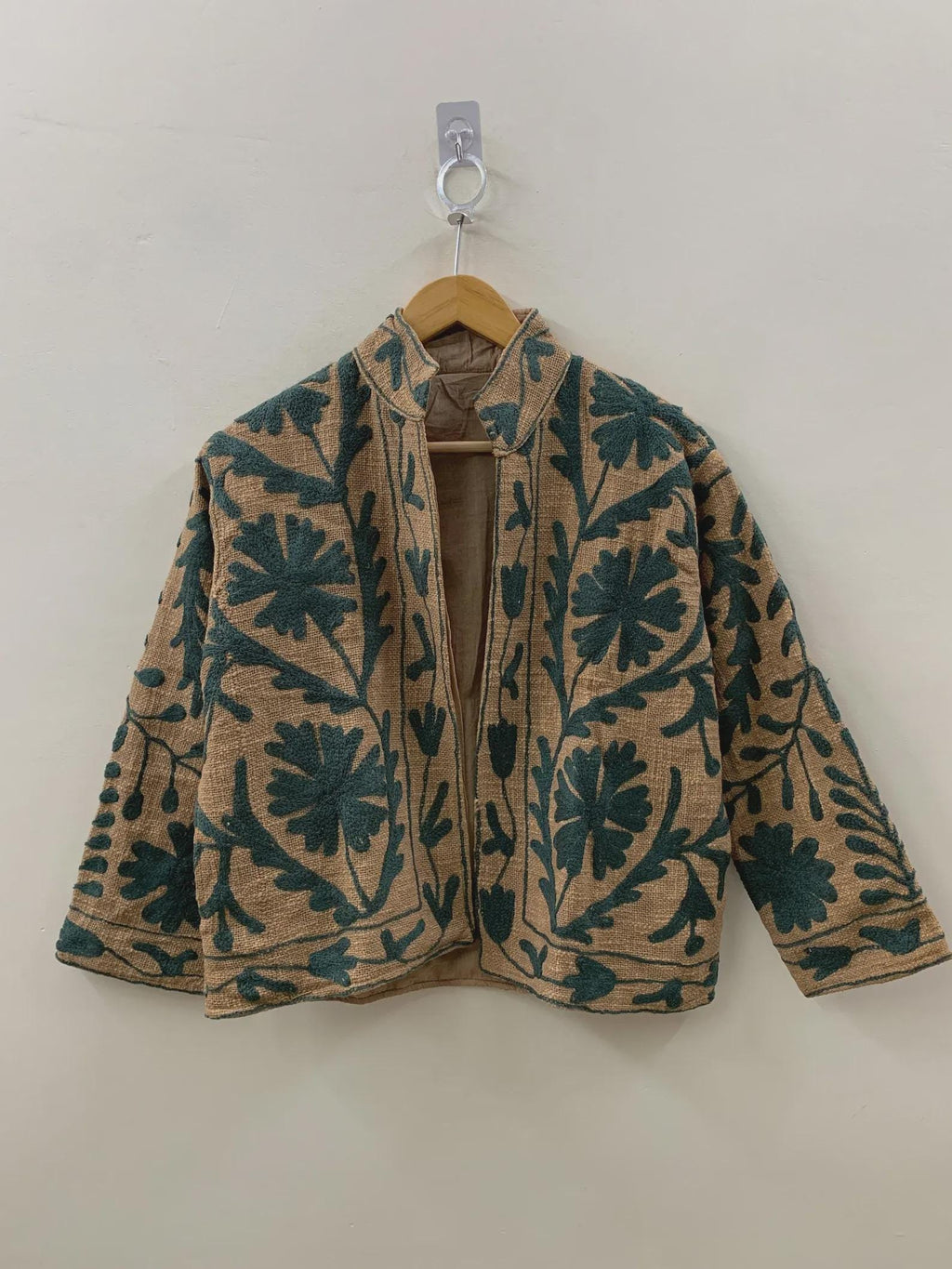 Suzani Cotton Short Coat, Women's Jacket, Indian Cotton Handmade Embroidery Coat, Suzani Cotton Boho Jacket, Gift For Her, Boho Suzani Coat