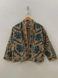 Suzani Cotton Short Coat, Women's Jacket, Indian Cotton Handmade Embroidery Coat, Suzani Cotton Boho Jacket, Gift For Her, Boho Suzani Coat